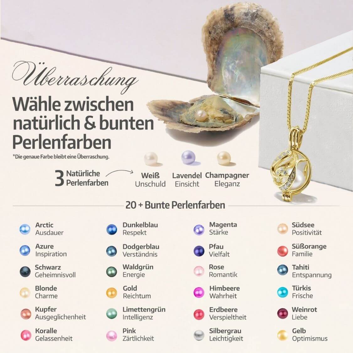 Floral Kette & Ohrringe + 3 Austern