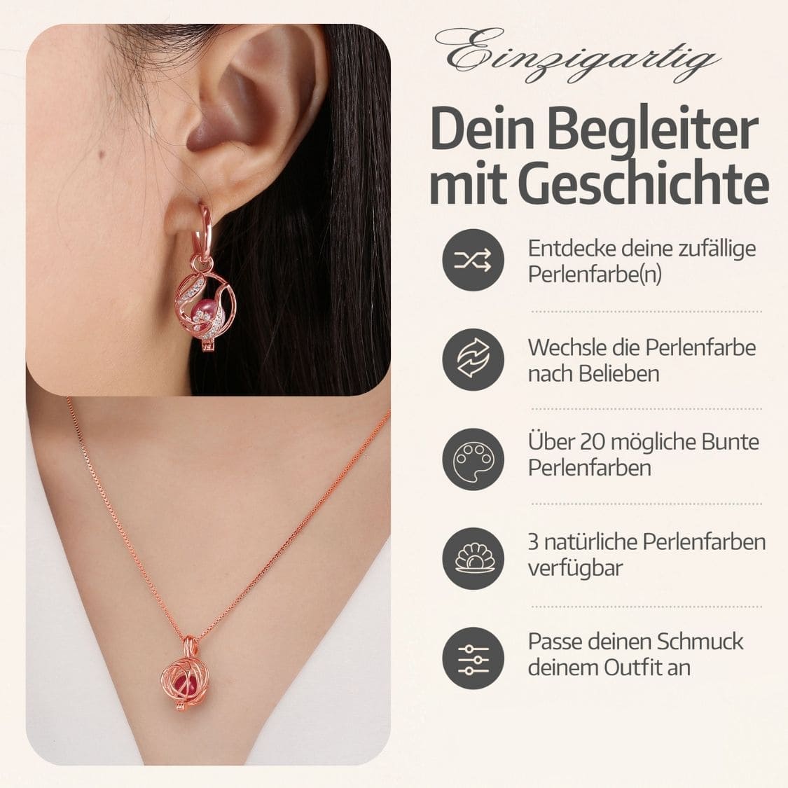 Floral Kette & Ohrringe + 3 Austern