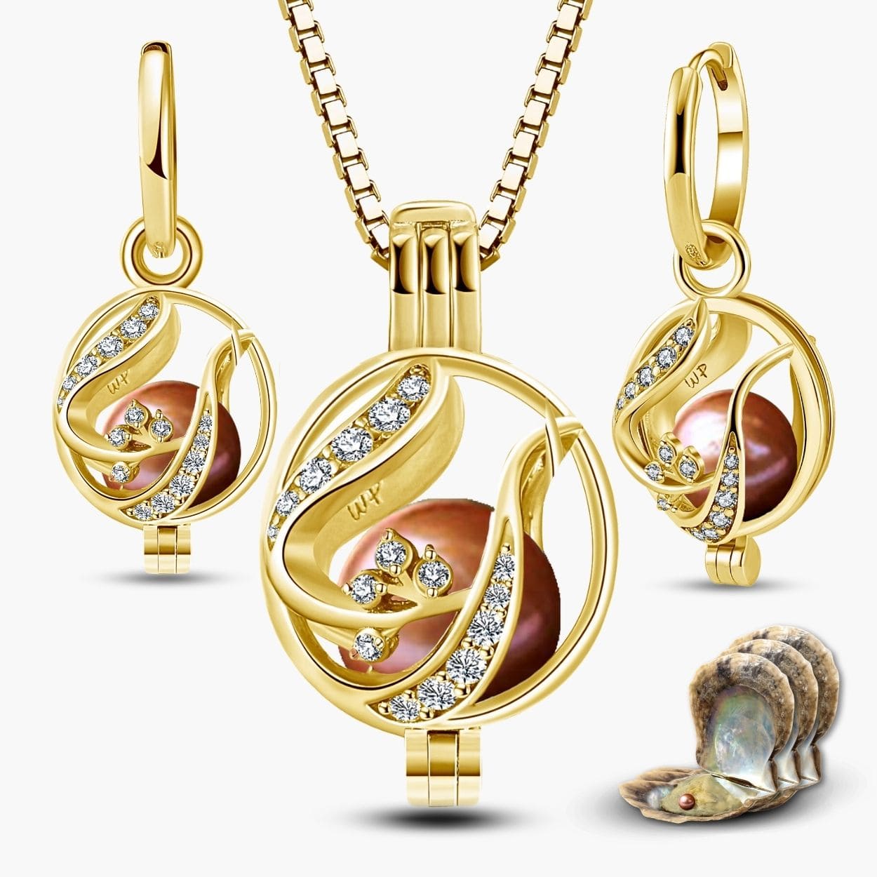 Floral Kette & Ohrringe + 3 Austern