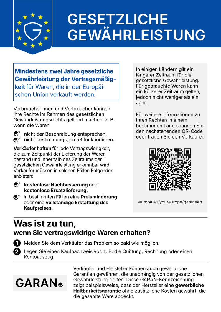 EU-Mitteilung: Gesetzliche Gewährleistung